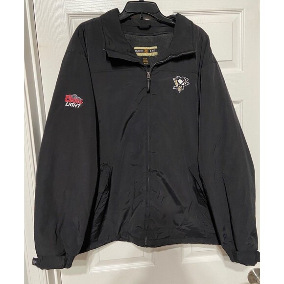 Y2K Pittsburgh Penguins Coors Light Nylon Weatherproof Jacket Fleece Lined - Picture 6 of 12